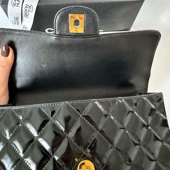 Chanel vintage small double sided flap black patent GHW - Picture 10 of 11